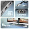 Axagon HMC-7HX2 USB 5Gbps -keskitin, 2x USB-A, USB-C, 2x HDMI 4K/60Hz, RJ-45, PD 100W