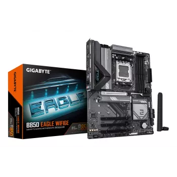 GIGABYTE B850 EAGLE WIFI6E -emolevy - AMD Ryzen 9000 -sarjan suorittimet, 8+2+2-vaiheinen digitaalinen VRM, jopa 8200MHz DDR5 (OC), 1xPCIe 5.0 + 2xPCIe 4.0 M.2, GbE LAN, WIFI 6E, USB 3.2 Gen 2