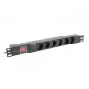 PDU Lanberg PDU-06F-0200-BK 6 AC-lähtöä 1U musta