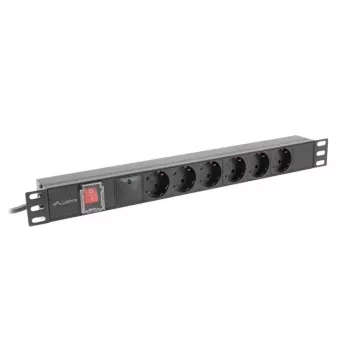 PDU Lanberg PDU-06F-0200-BK 6 AC-lähtöä 1U musta