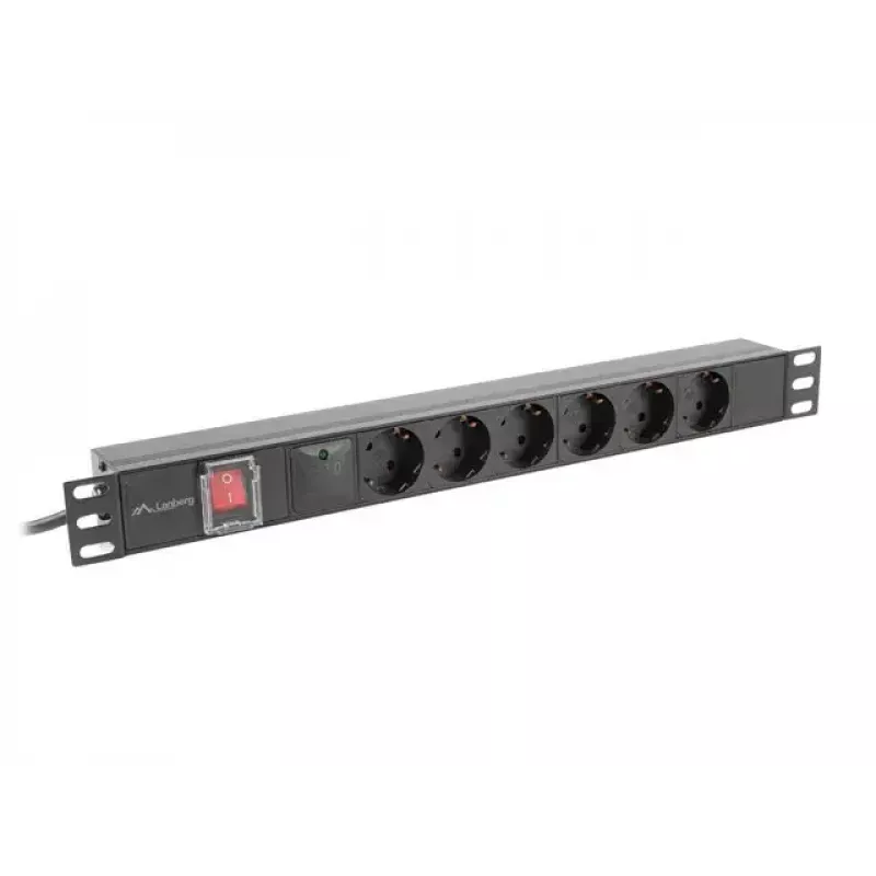 PDU Lanberg PDU-06F-0200-BK 6 AC-lähtöä 1U musta