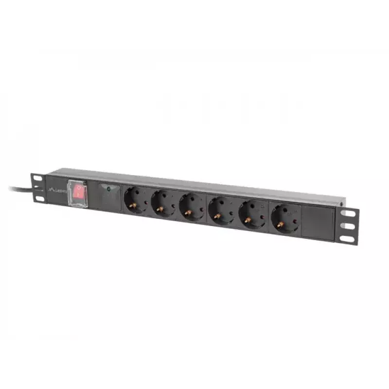 PDU Lanberg PDU-06F-0200-BK 6 AC-lähtöä 1U musta