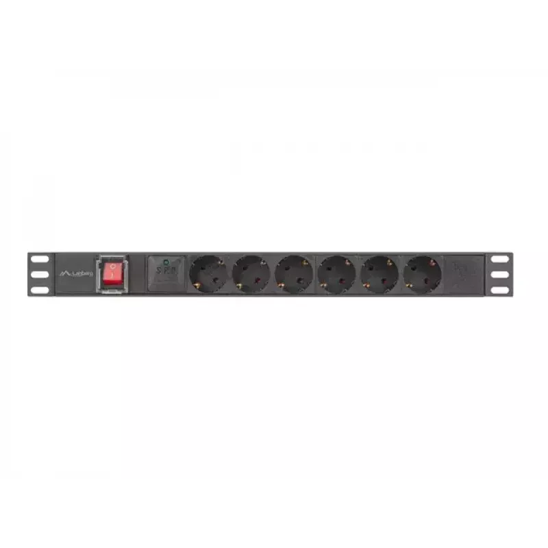 PDU Lanberg PDU-06F-0200-BK 6 AC-lähtöä 1U musta