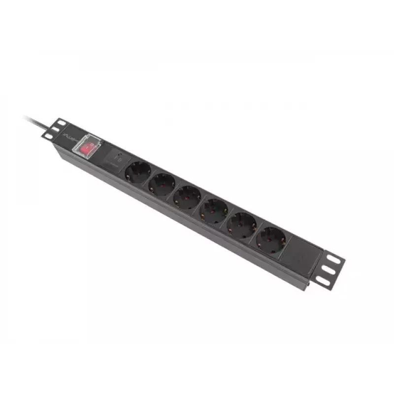 PDU Lanberg PDU-06F-0200-BK 6 AC-lähtöä 1U musta