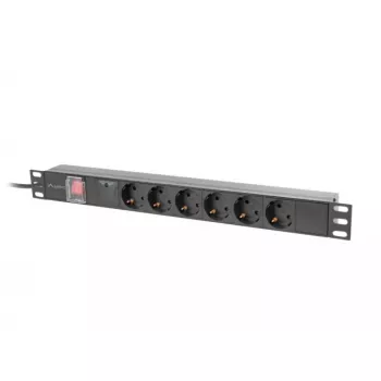 PDU Lanberg PDU-06F-0200-BK 6 AC-lähtöä 1U musta