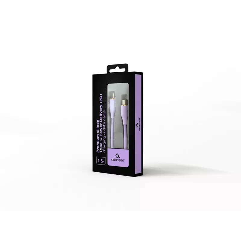 GEMBIRD USB Type-C Power Delivery (PD) 60W -lataus- ja datasilikoonikaapeli, 1,5 m violetti