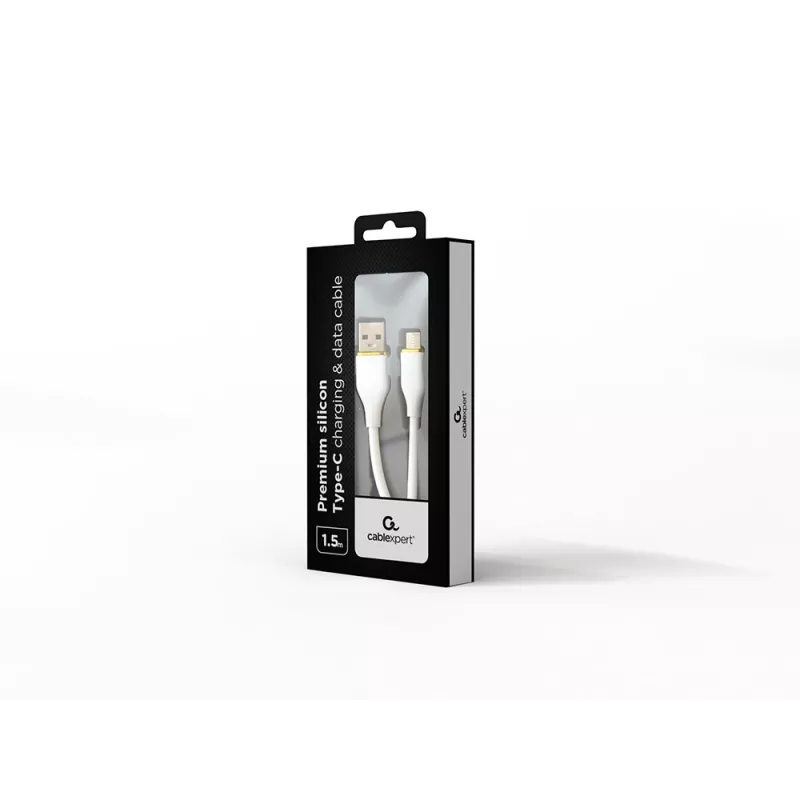 GEMBIRD Premium-silikoni Type-C USB -lataus- ja datakaapeli, 1,5 m – valkoinen