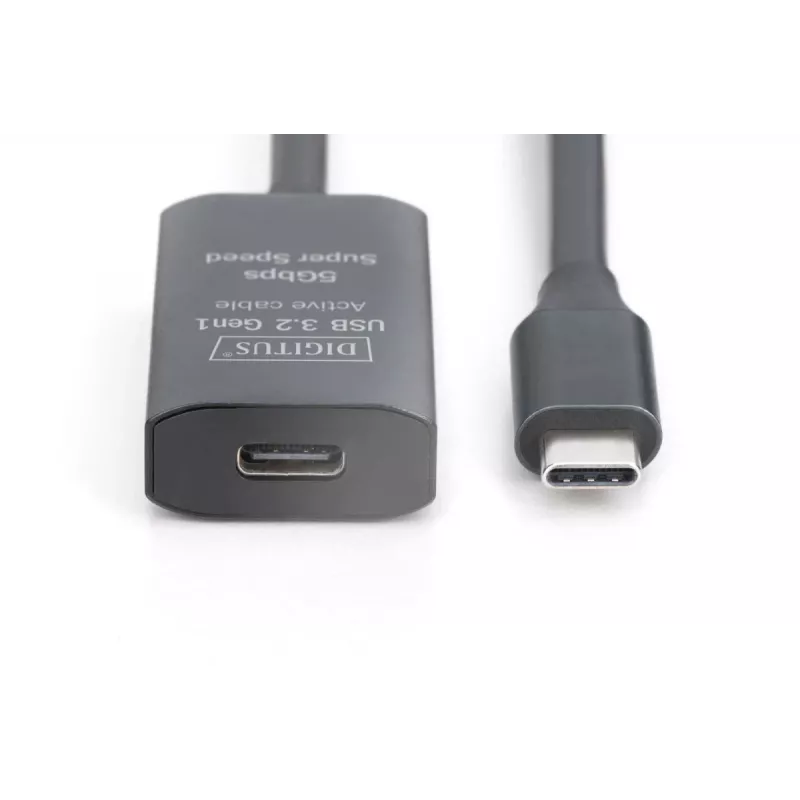 DIGITUS aktiivinen USB-C-jatkokaapeli – 5G USB 3.2 Gen1 USB-C – USB-C (M/F) – 5 m