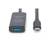 DIGITUS aktiivinen USB-C-jatkokaapeli – 5G USB 3.2 Gen1 USB-C – USB-A (M/F) – 10 m