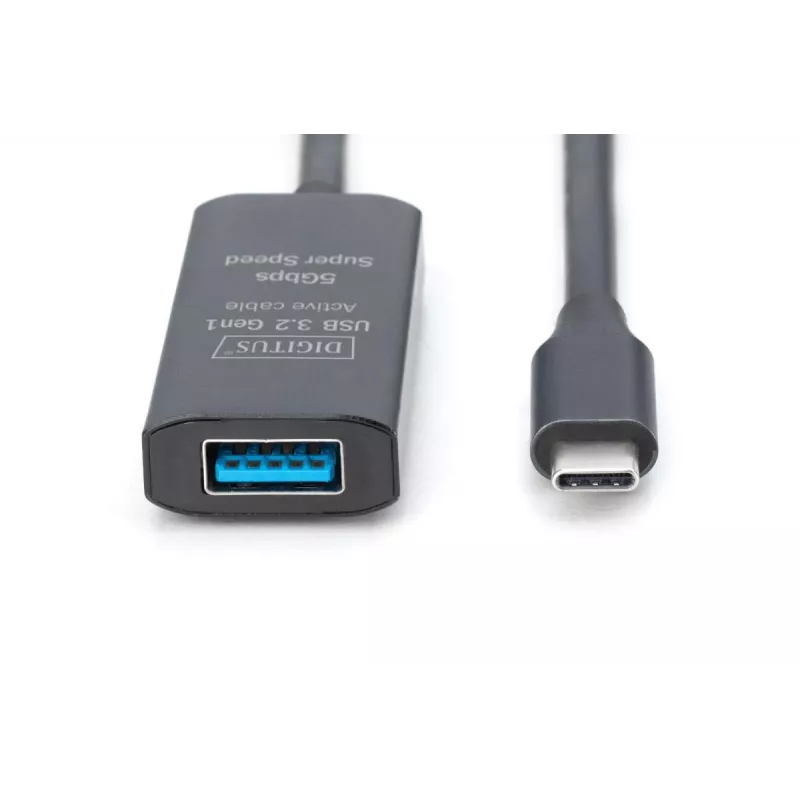 DIGITUS aktiivinen USB-C-jatkokaapeli – 5G USB 3.2 Gen1 USB-C – USB-A (M/F) – 10 m