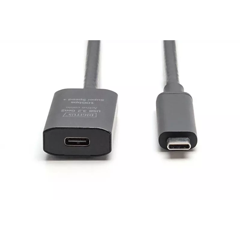 DIGITUS aktiivinen USB-C-jatkokaapeli – 10G USB 3.2 Gen2 USB-C – USB-C (M/F) – 5 m