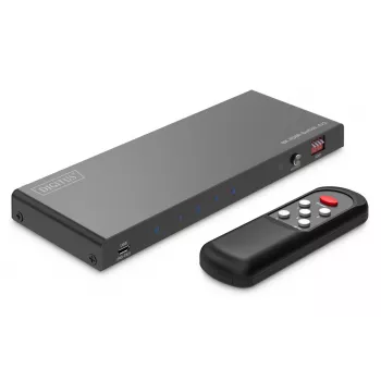 DIGITUS 4x1 HDMI-kytkin - 8K/60Hz (4:4:4), Toslink, stereo, EDID-ohjaus
