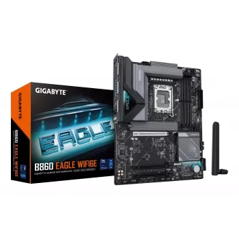 GIGABYTE B860 EAGLE WIFI6E -emolevy - Intel Core Ultra -sarjan suorittimet, 12+1+2+1 vaiheen VRM, jopa 9066 MHz DDR5, 1x PCIe 5.0 + 2x PCIe 4.0 M.2, 2,5 GbE LAN, WIFI 6E, USB 3.2 Gen 2x2