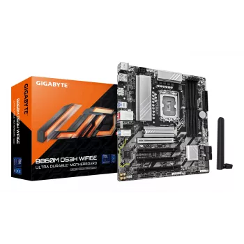 GIGABYTE B860M DS3H WIFI6E -emolevy – Intel Core Ultra -sarjan suorittimet, 5+1+2+1 vaiheen VRM, jopa 9066 MHz DDR5, 1x PCIe 5.0 + 1x PCIe 4.0 M.2, 2,5 GbE LAN, WIFI 6E, USB 3.2 Gen 2