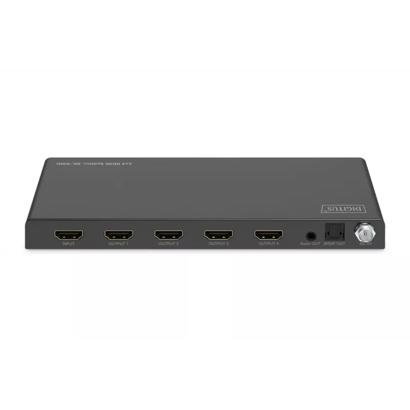 DIGITUS 1x4 HDMI-jakaja 8K/60 Hz (4:4:4) Toslink stereo EDID Control