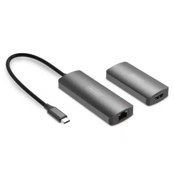 DIGITUS videosiirtojärjestelmä USB-C - HDMI 4K/120Hz CAT6 30 m
