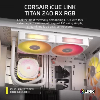 CORSAIR CPU-jäähdytin - iCUE Link Titan 240 RX RGB AIO nestejäähdytin - valkoinen
