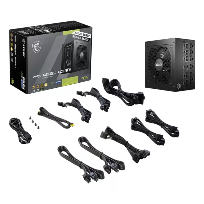 MSI MAG A850GL PCIE5 II -virtalähde 850 W 20+4 pin ATX ATX musta