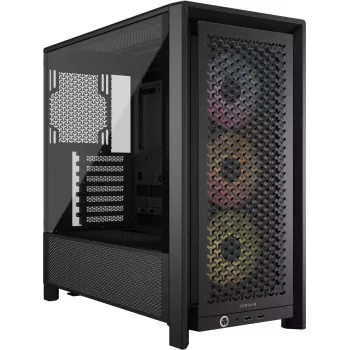 PC-kotelo CORSAIR FRAME 4000D RS ARGB Midi Tower musta — ATX/Micro-ATX/Mini-ITX, karkaistu lasi, ARGB-tuuletin, enintään 370 mm GPU