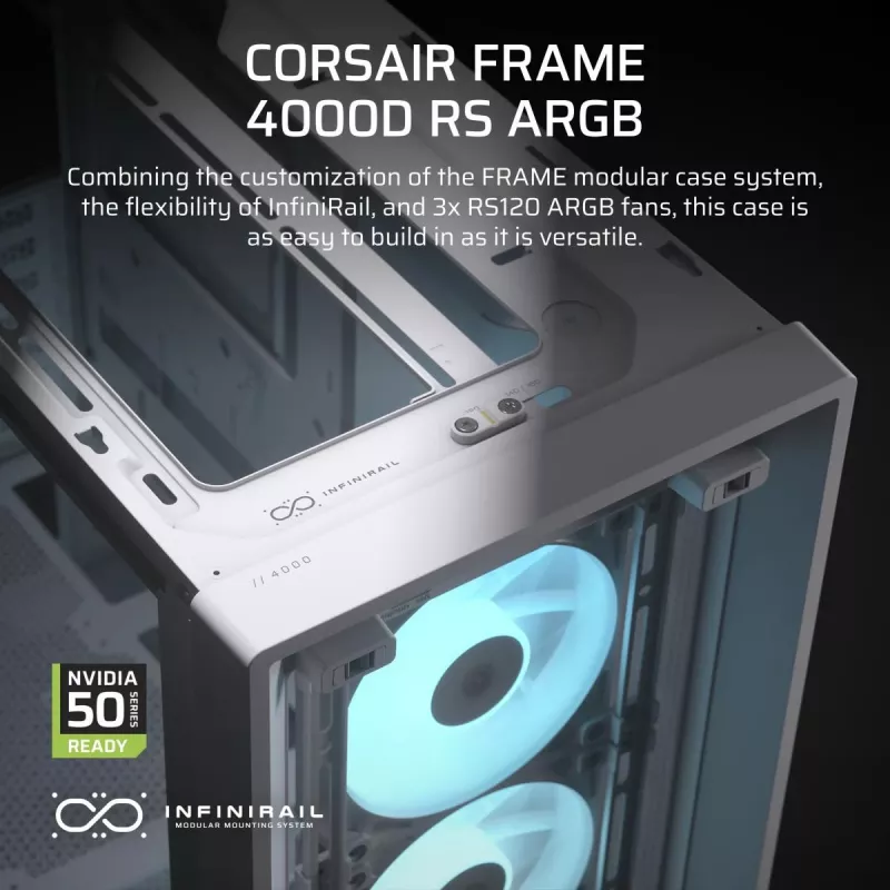 CORSAIR Mid-tower - kotelo Midi Frame 4000d Rs ArGB valkoinen
