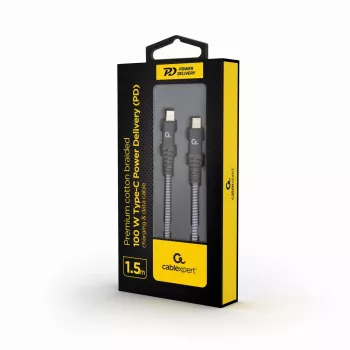GEMBIRD Premium 100W Type-C Power Delivery (PD) lataus- ja datakaapeli, 1,5m - harmaa