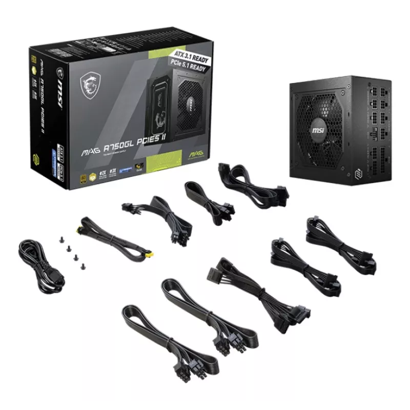 MSI MAG A750GL PCIE5 II virtalähde 750 W 20+4 Pin ATX ATX musta