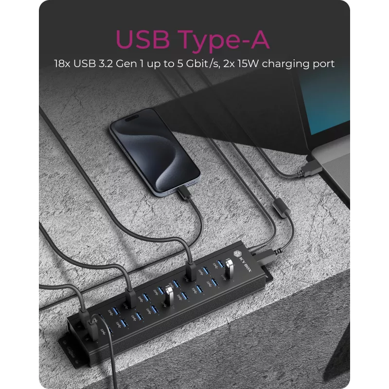 ICY BOX IB-HUB1720-U3 musta