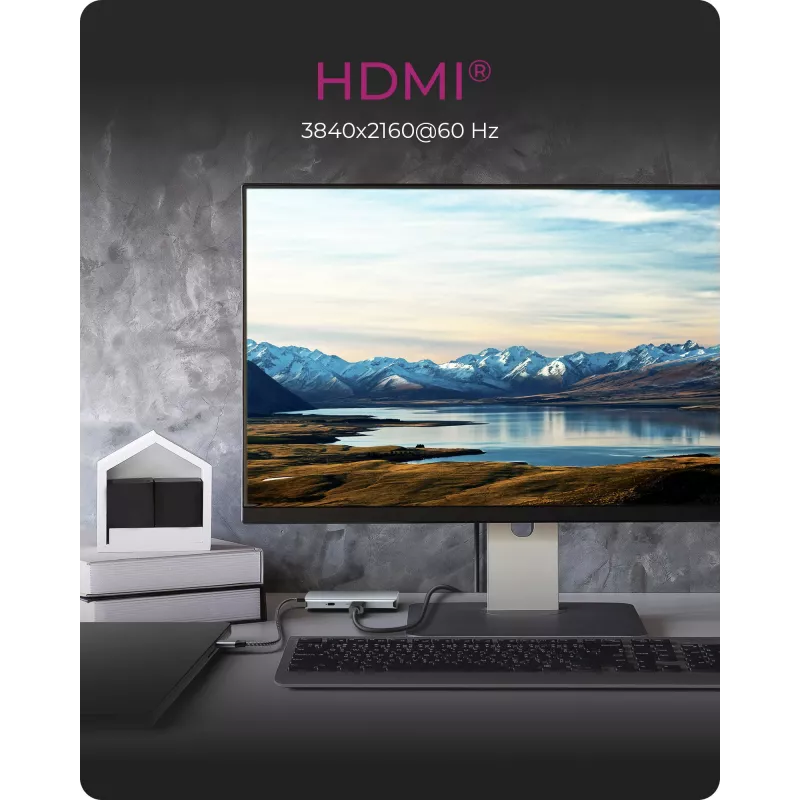 ICY BOX IB-DK4022a-CPD johdollinen USB 3.2 Gen 1 (3.1 Gen 1) Type-C alumiini, hopea