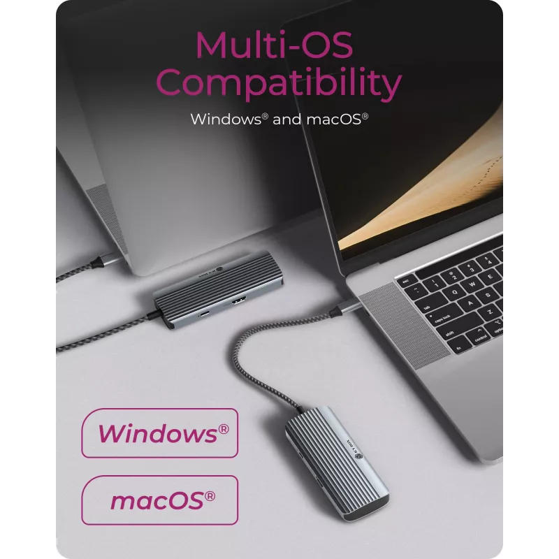 ICY BOX IB-DK4022a-CPD johdollinen USB 3.2 Gen 1 (3.1 Gen 1) Type-C alumiini, hopea