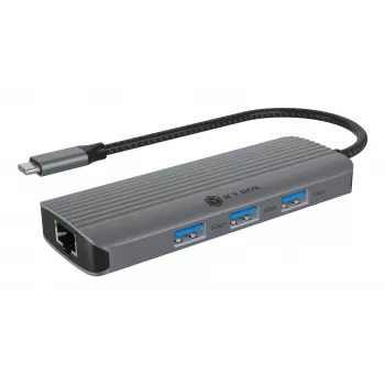 ICY BOX IB-DK4034a-CPD johdollinen USB 3.2 Gen 1 (3.1 Gen 1) Type-C alumiini, hopea