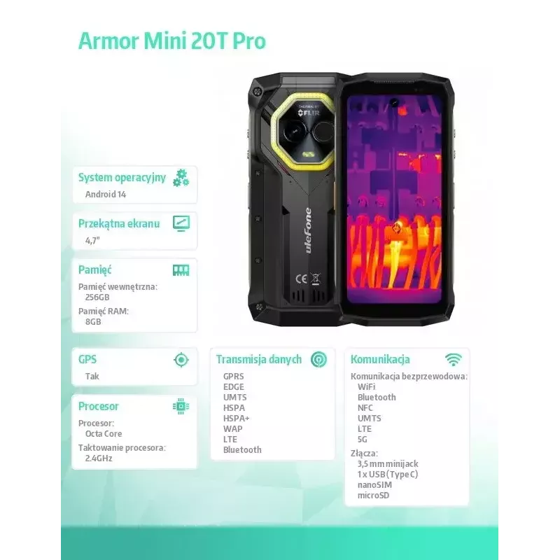 Älypuhelin UleFone Armor Mini 20T Pro 5G, 4,7