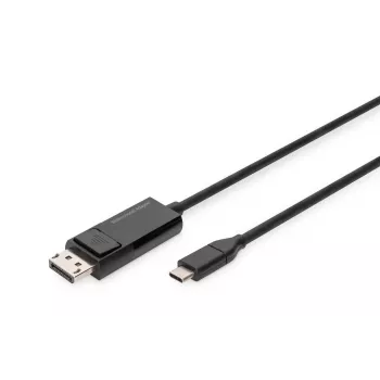 DIGITUS USB Type-C - DisplayPort kaksisuuntainen, enimmäistarkkuus 8K 30 Hz, pituus 2 m, musta