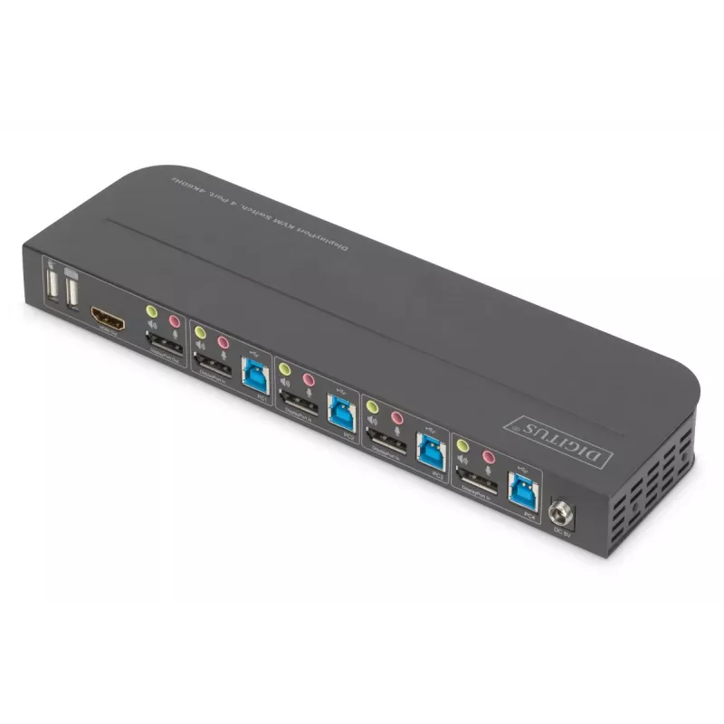 DIGITUS KVM-kytkin 4x1 DP DP/HDMI Out USB 4Kx2K 60Hz