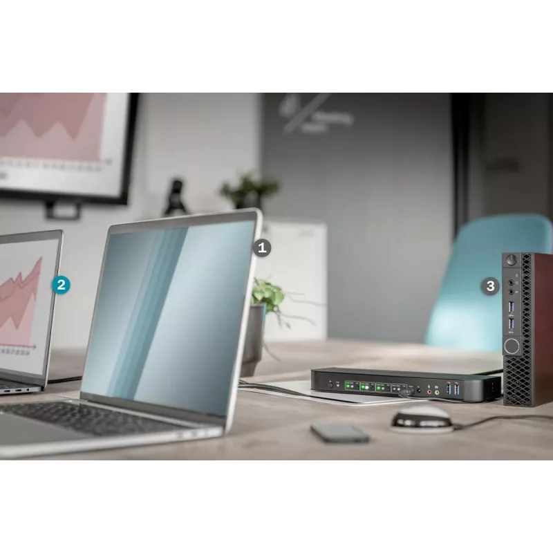 DIGITUS KVM-kytkin 4x1 DP DP/HDMI Out USB 4Kx2K 60Hz
