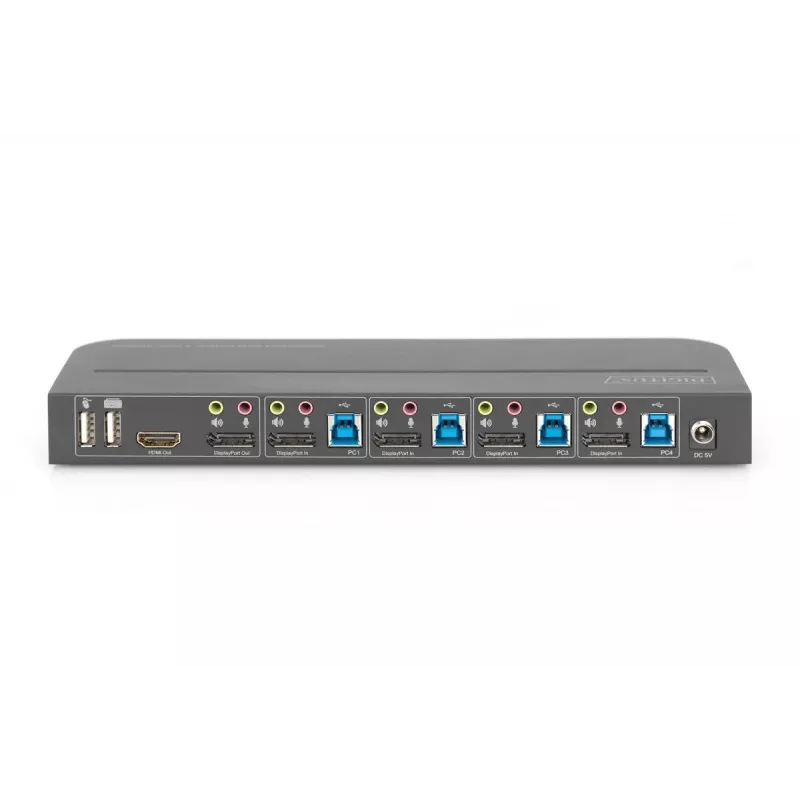 DIGITUS KVM-kytkin 4x1 DP DP/HDMI Out USB 4Kx2K 60Hz