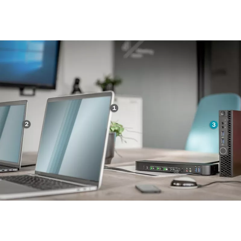 DIGITUS KVM-kytkin 4x1 DP DP/HDMI Out USB 4Kx2K 60Hz