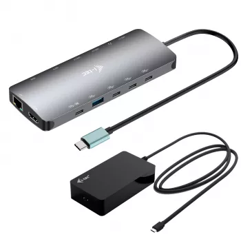 i-tec Metal USB-C Nano 3x Display Dock, 2x HDMI 1x USB-C Video Power Delivery 140W + yleislaturi 140 W