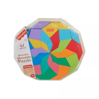 Fisher-Price mandalapalapeli puusta, geometrinen, taaperoille ja lapsille, 40 puuosaa