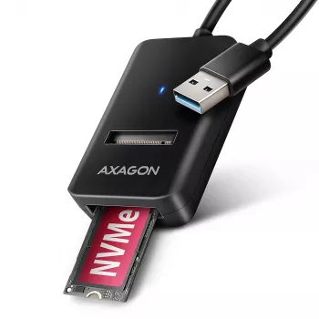 SSD-kotelo AXAGON ADM2-AM USB-A 10 Gbit/s yksittäiselle M.2 NVMe/SATA-asemalle, USB 3.2 Gen 2, 10 cm kaapeli, musta