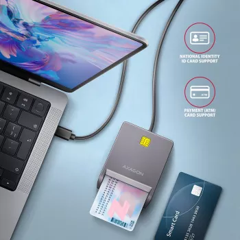 Kortinlukija Axagon CRE-SM3TC USB 2.0 Type-C harmaa SmartMedia