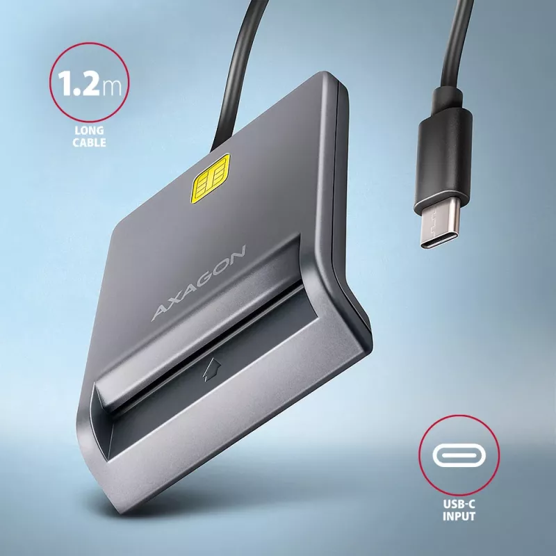 Kortinlukija Axagon CRE-SM3TC USB 2.0 Type-C harmaa SmartMedia