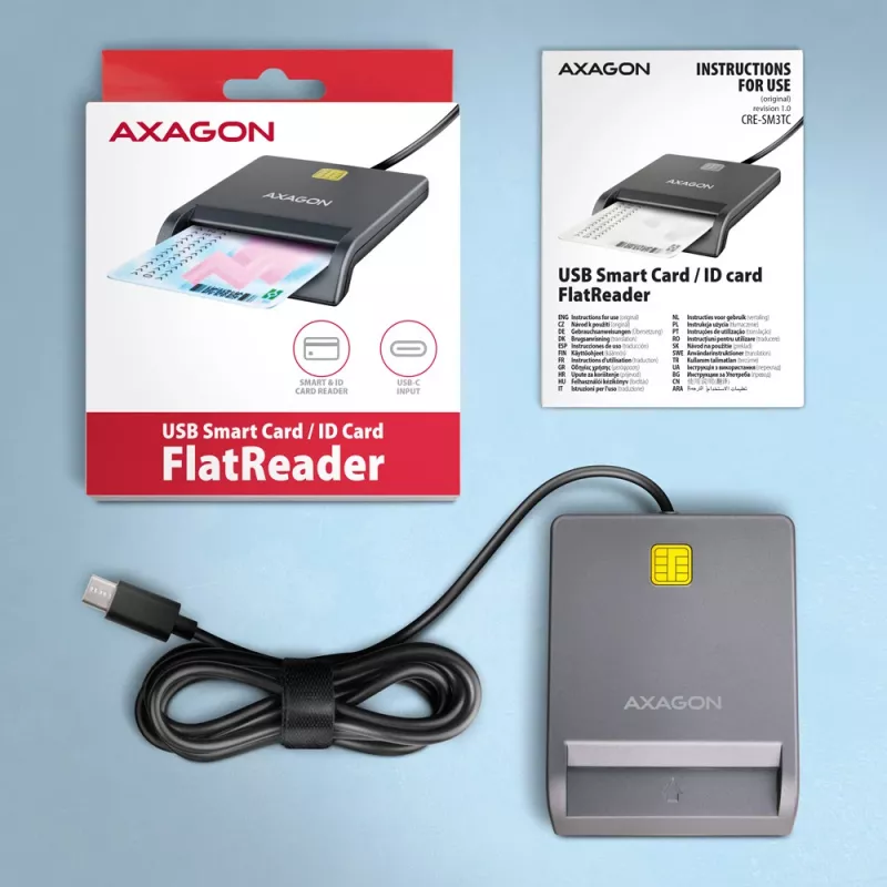 Kortinlukija Axagon CRE-SM3TC USB 2.0 Type-C harmaa SmartMedia