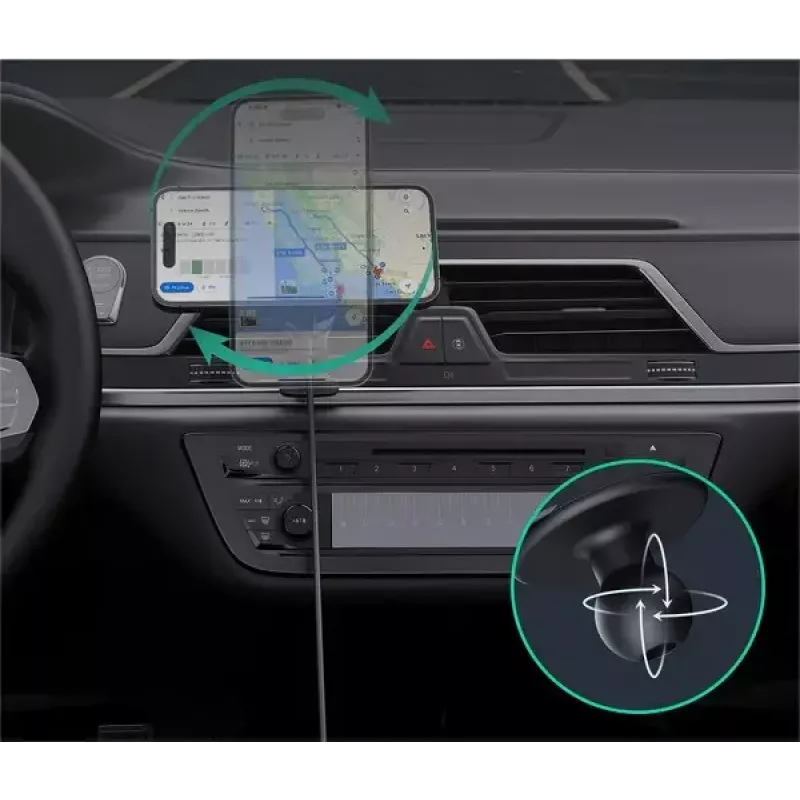 Aukey Mag Fusion Dash Pro HD-MC13A Qi2 15 W langaton autolaturi telineellä ja jäähdytyksellä