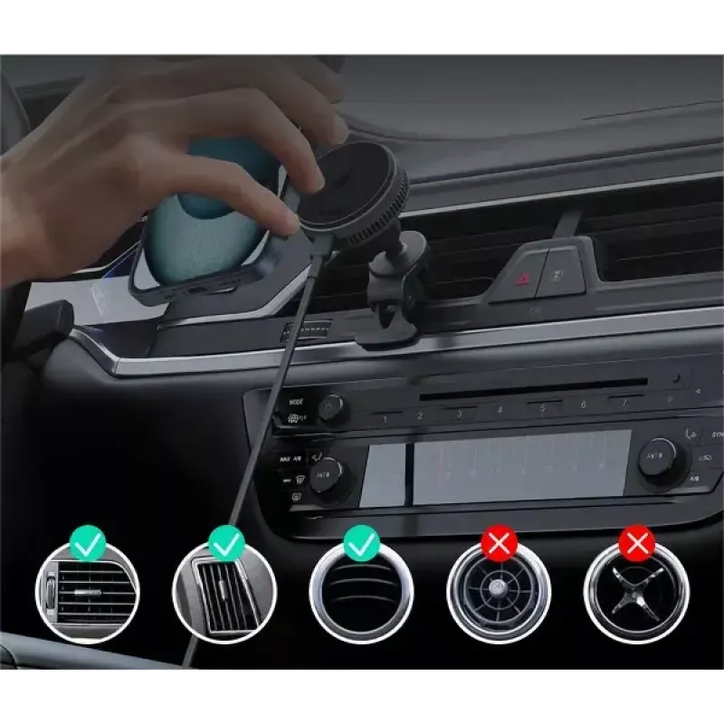 Aukey Mag Fusion Dash Pro HD-MC13A Qi2 15 W langaton autolaturi telineellä ja jäähdytyksellä
