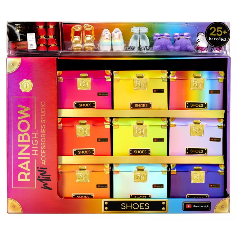 Rainbow High Accessories Studio Series 1, S valikoima PDQ-näytössä nukenkenkiä