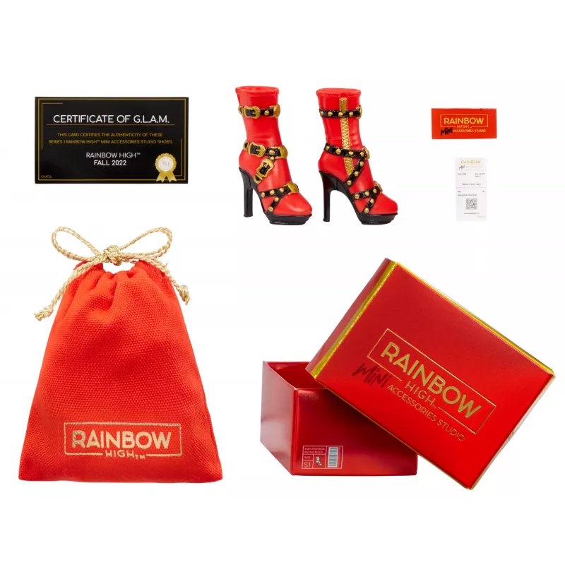 Rainbow High Accessories Studio Series 1, S valikoima PDQ-näytössä nukenkenkiä