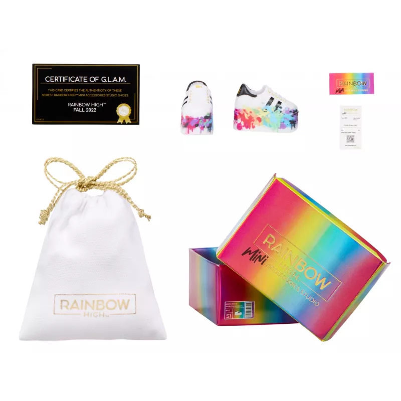 Rainbow High Accessories Studio Series 1, S valikoima PDQ-näytössä nukenkenkiä