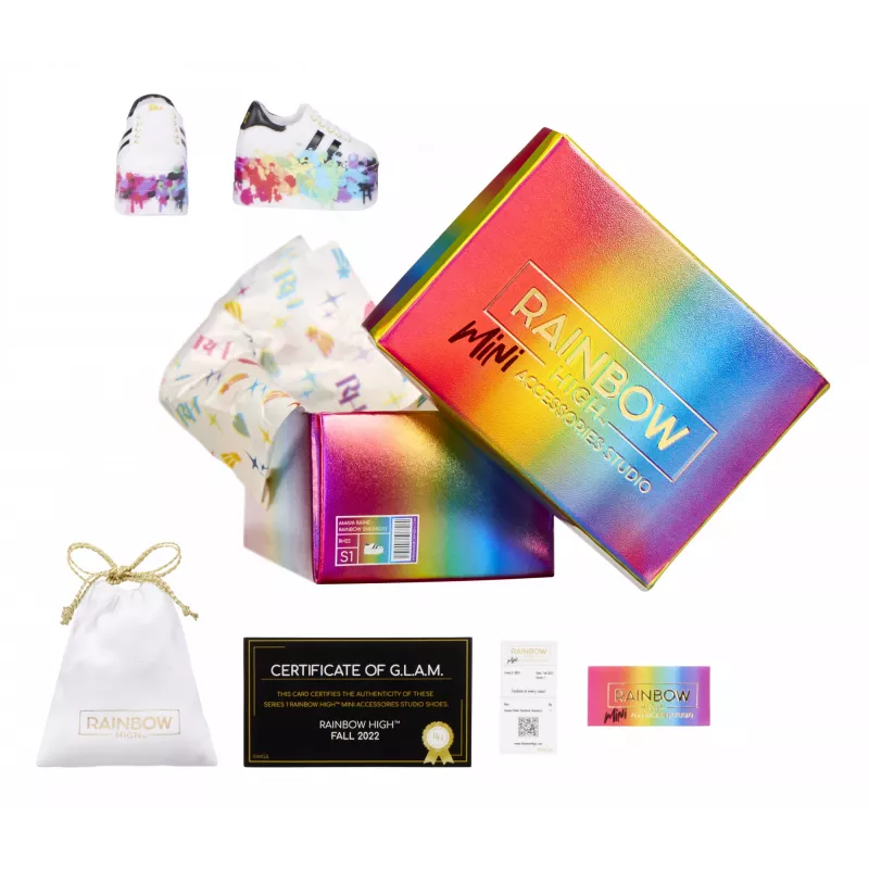 Rainbow High Accessories Studio Series 1, S valikoima PDQ-näytössä nukenkenkiä