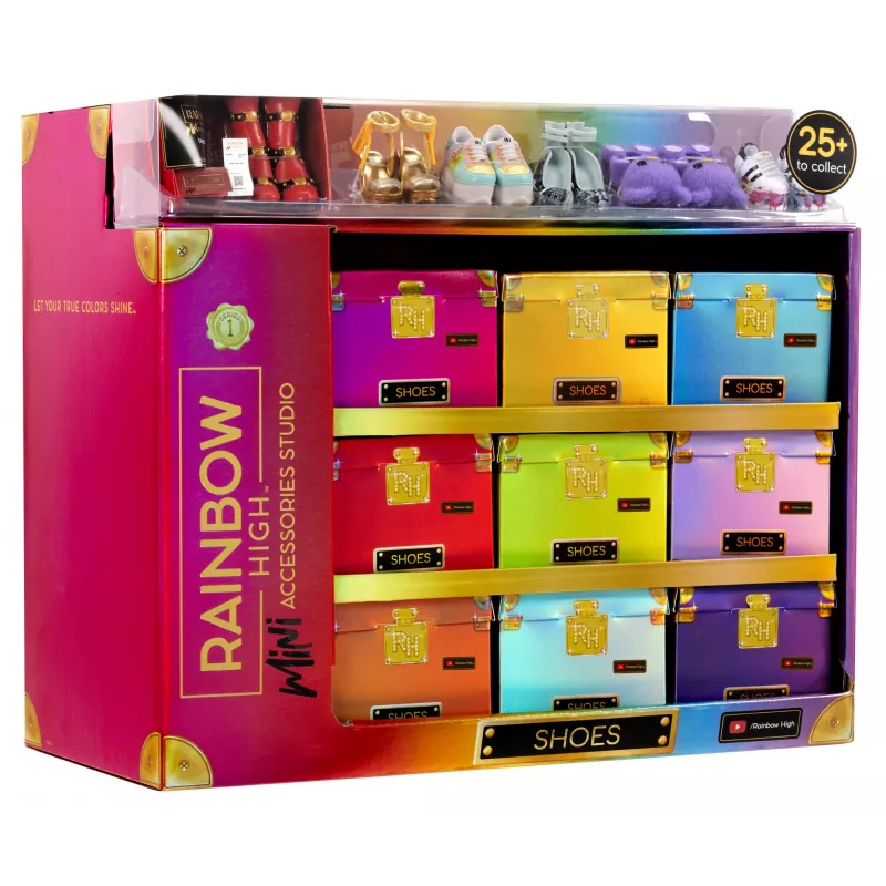 Rainbow High Accessories Studio Series 1, S valikoima PDQ-näytössä nukenkenkiä