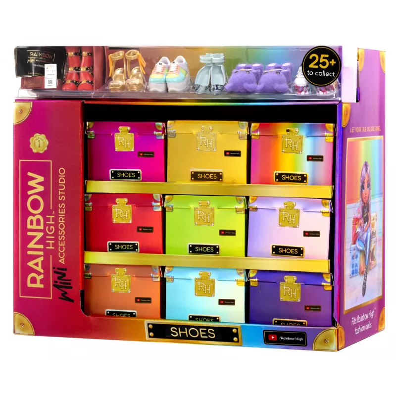 Rainbow High Accessories Studio Series 1, S valikoima PDQ-näytössä nukenkenkiä